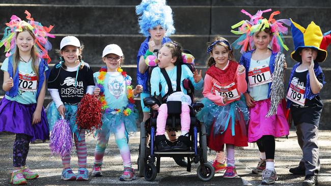 Eve Finnegan 8, Lucy Smith 5, Sybilla Conn 6, Georgia Conn 8, Hamish Sheldon 8, Talia Hogan 7, Tia Kennett 7, and Joshua Hammond 8 of Mona Vale Public School in 2015. Picture: Braden Fastier