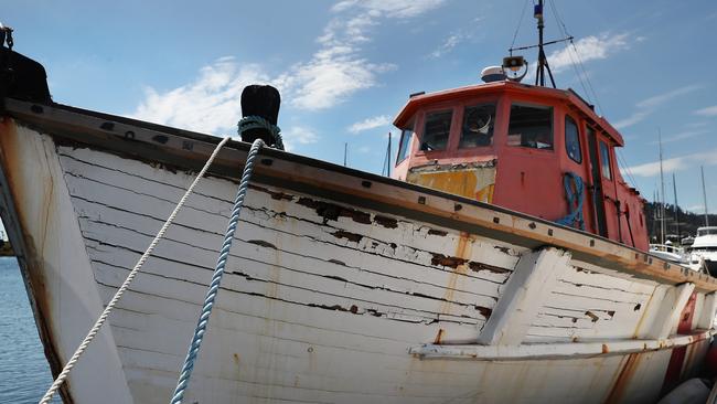 Wooden boat Goondooloo sunk in D’Entrecasteaux Channel. Picture: Nikki Davis-Jones