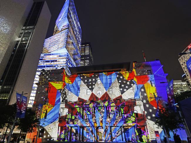 Vivid projection on Customs House at Circular Quay designed by Romance Was Born duo Anna Plunkett and Luke Sales. Picture: Richard Dobson
