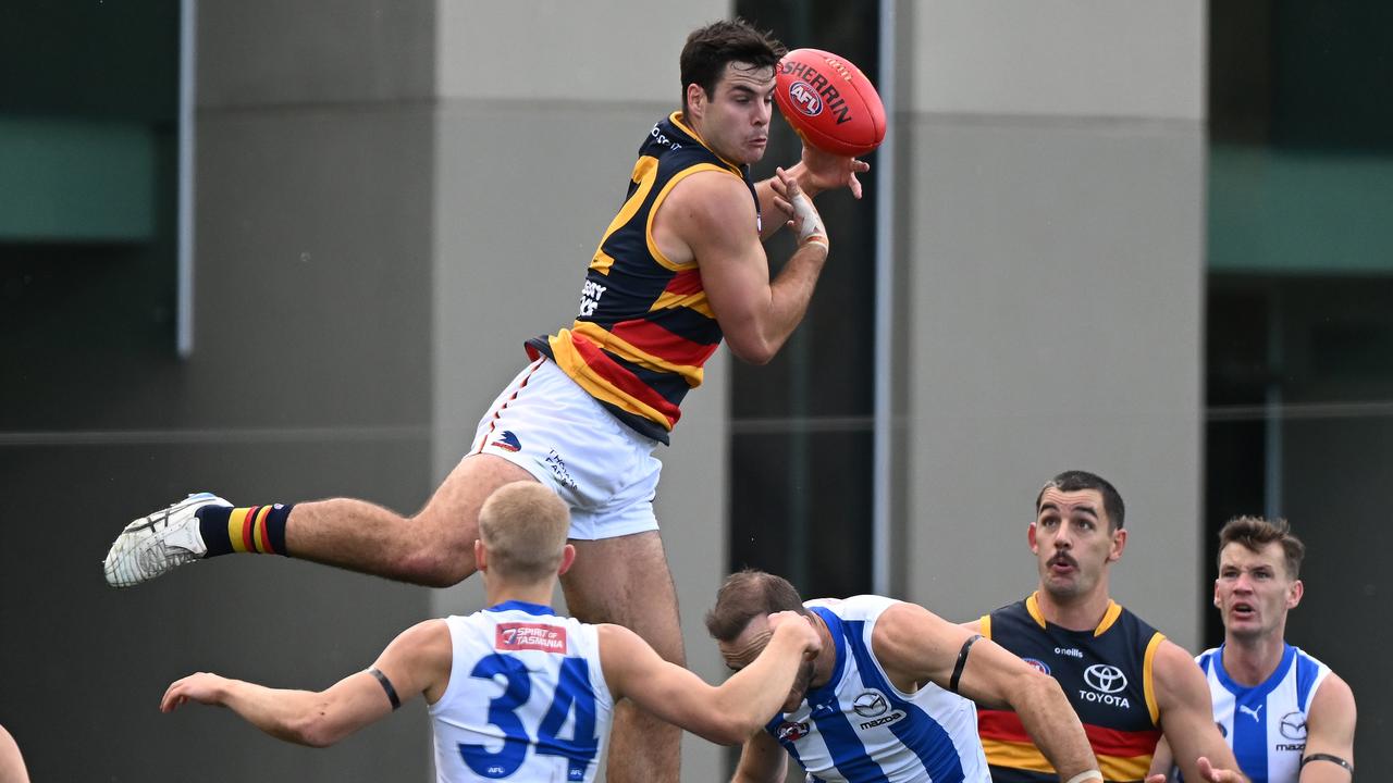 Fogarty had his best season for the Crows in 2022, including high-flying marks and accurate goal-kicking. (Photo by Steve Bell/Getty Images)