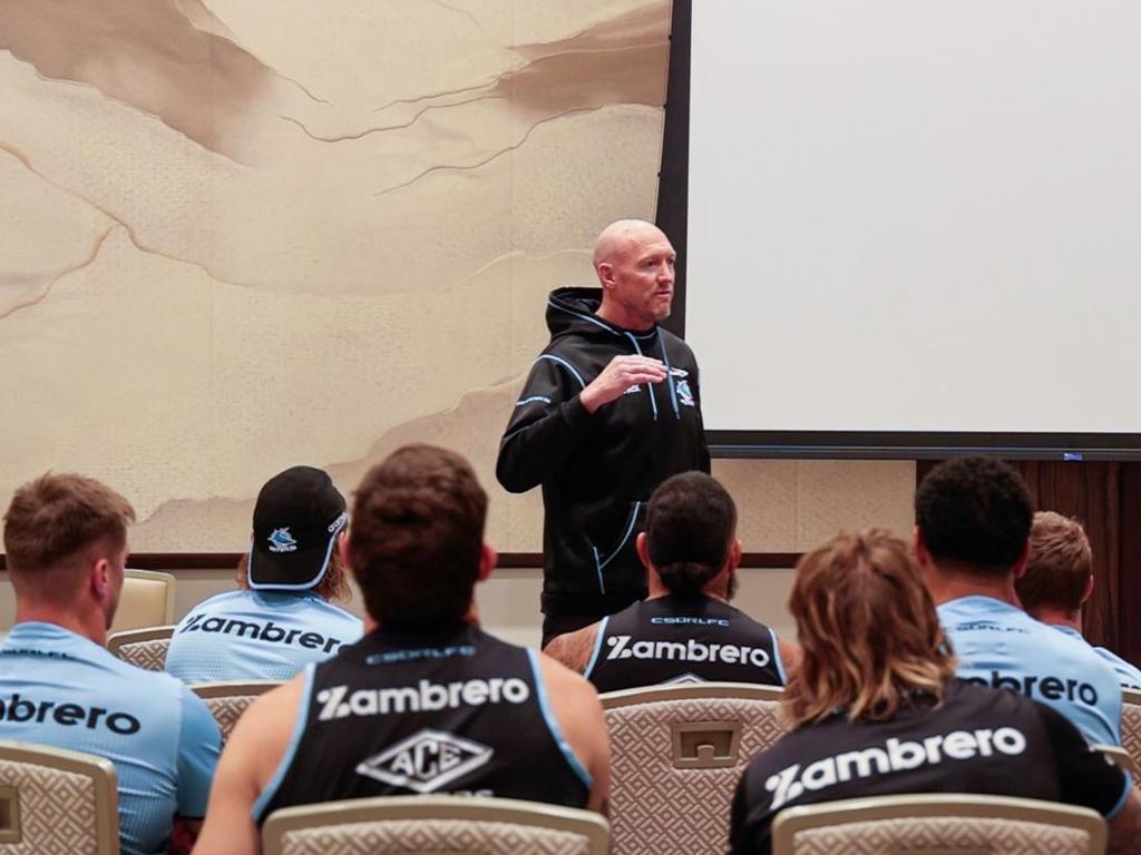 Craig Fitzgibbon addresses his team.