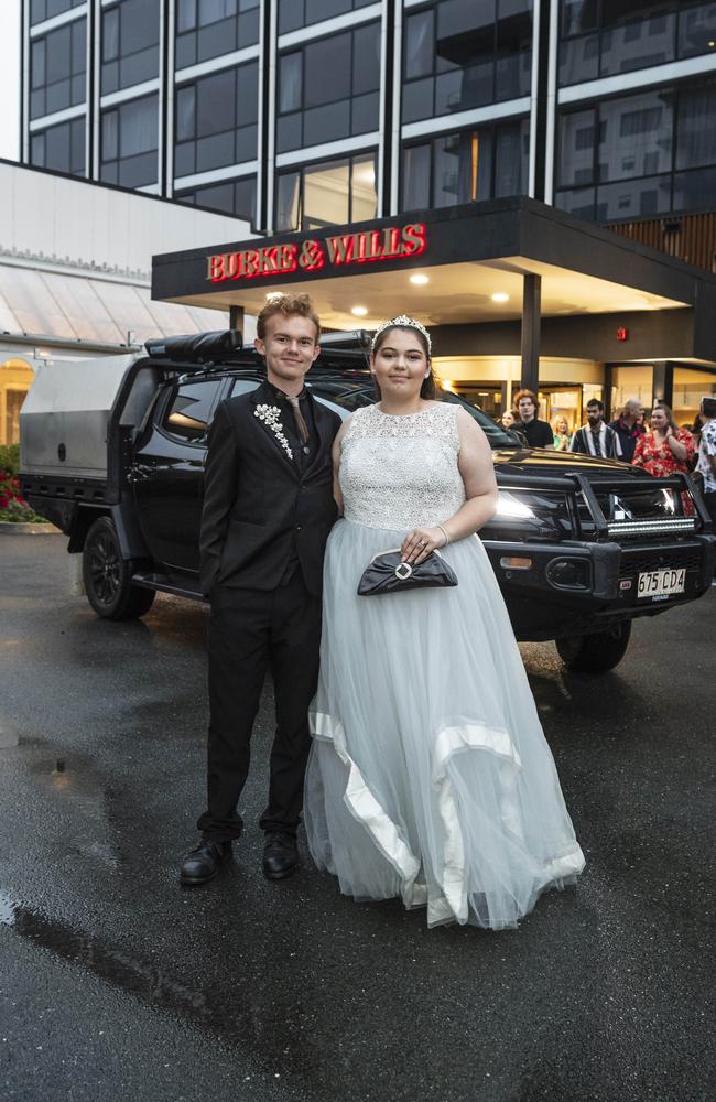 Sebastian Smith partners graduate Rose Flerchinger at Toowoomba Flexi School formal at Burke and Wills Hotel, Thursday, October 10, 2024. Picture: Kevin Farmer