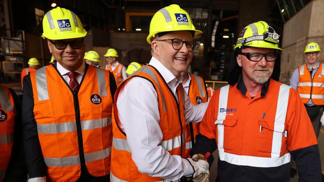 Anthony Albanese during a visit to the Whyalla steelworks in 2023. Picture: NewsWire / David Mariuz