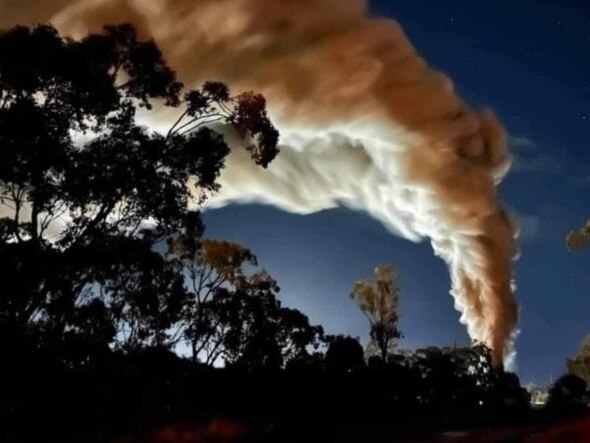 Smoke billowed from the Grosvenor mine as workers were evacuated and sent home until further notice.