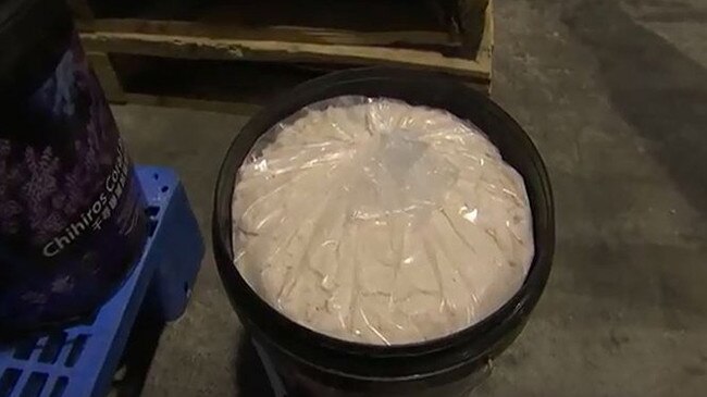 Ephedrine was shipped to Sydney from China in buckets disguised as ‘sea salt’. Picture: AFP