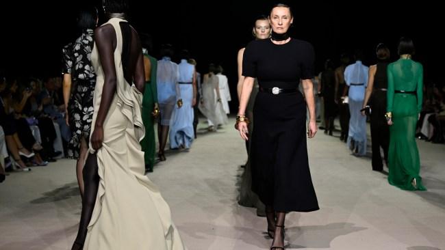 SYDNEY, AUSTRALIA - MAY 13: Models walk the runway during the Carla Zampatti Presented by Porsche show during Australian Fashion Week Presented By Pandora 2024 at Carriageworks on May 13, 2024 in Sydney, Australia. (Photo by Stefan Gosatti/Getty Images for AFW)