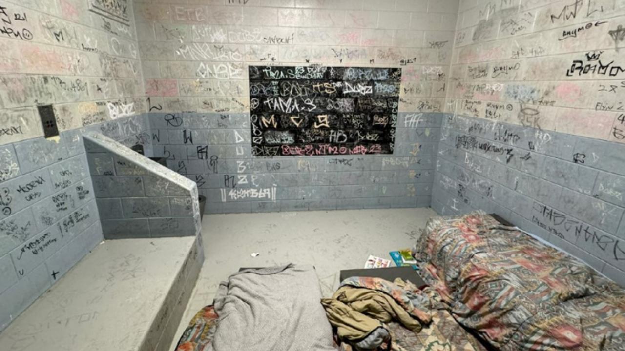 Accommodation cells in the boys unit at the Cairns watch house, Picture: Queensland Ombudsman