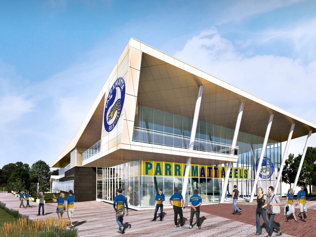 Concept art for the entrance of the future Parramatta Eels high-performance centre at Kellyville Park.