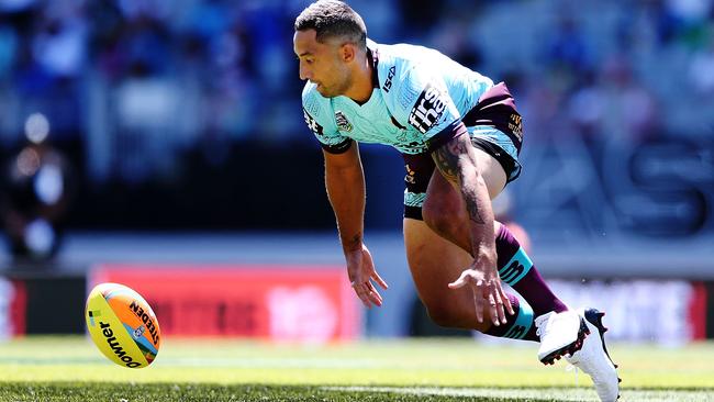 Benji Marshall was in the wars during his debut for the Broncos at the Auckland Nines.