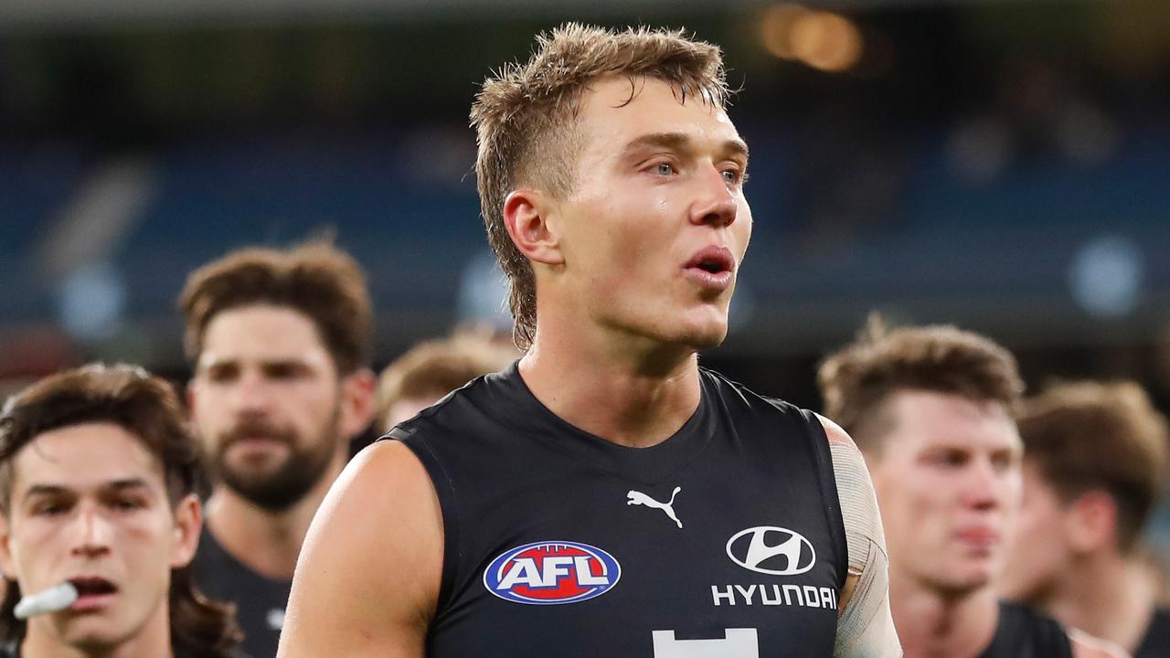 Patrick Cripps’ Blues are 0-2 to start the season for the ninth straight year (Photo by Michael Willson/AFL Photos via Getty Images).