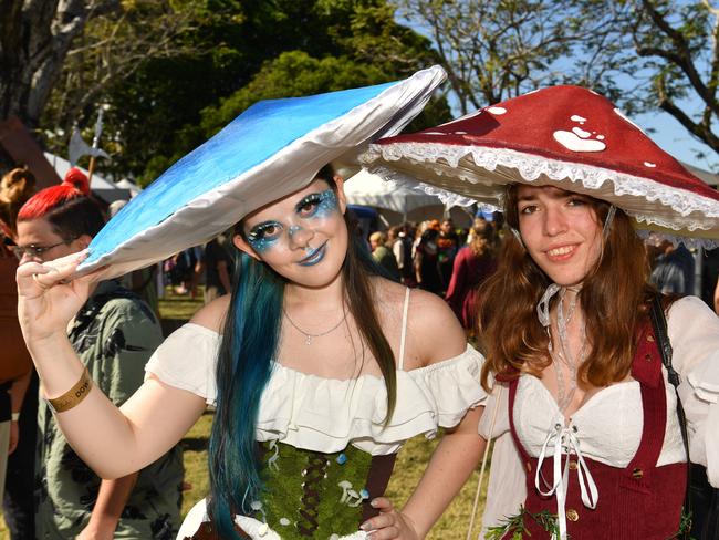 Townsville Medieval and Fantasy Festival 2024 at Cluden. Syanne Braby and Anastaciya Yates. Picture: Evan Morgan