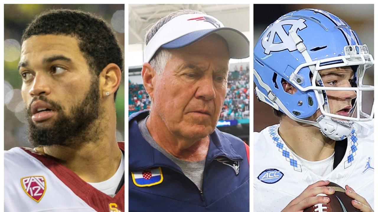 Caleb Williams, Bill Belichick and Drake Maye