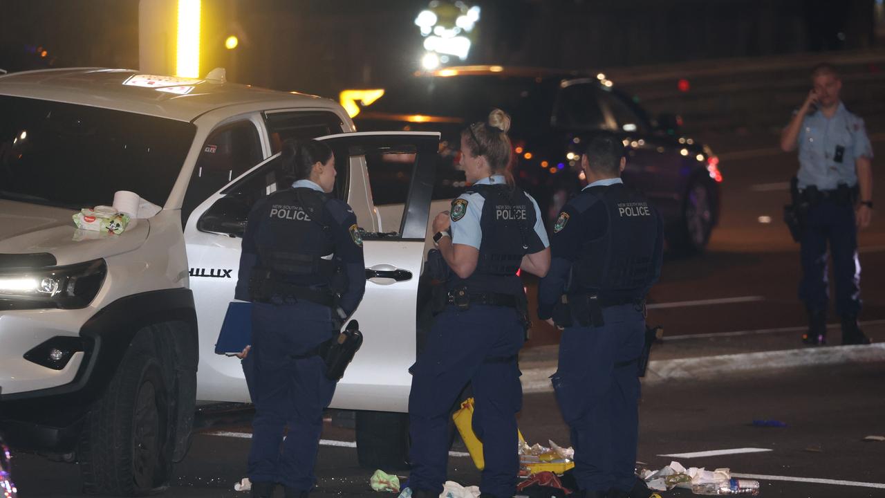 Police at the scene of the gangland shooting. Picture: Rohan Kelly