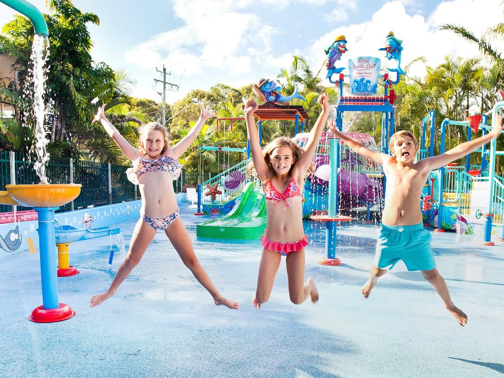 ESCAPE. WATER PARKS. GEMMA SUTHERLAND.  BIG4 NORTH STAR HOLIDAY RESORT, NSW: At this NSW Far North Coast holiday park, “Sammy’s Adventure Lagoon” has slides for kids of all ages.