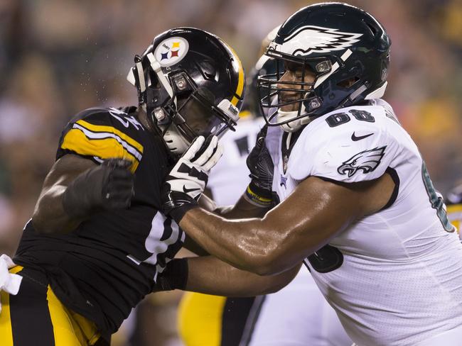 Jordan Mailata in action against the Steelers.