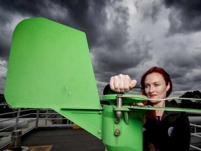 Deakin research scientists Dr Dwan Price monitors the pollen trap daily.