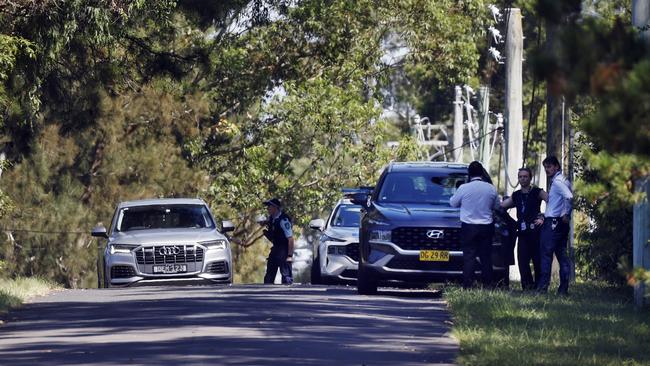 Police block traffic near Gleness Place at Glenorie where a body was found. Picture: NewsWire/ Sam Ruttyn