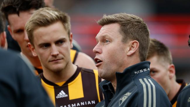 Hawthorn coach Sam Mitchell. Picture: Dylan Burns/AFL Photos via Getty Images