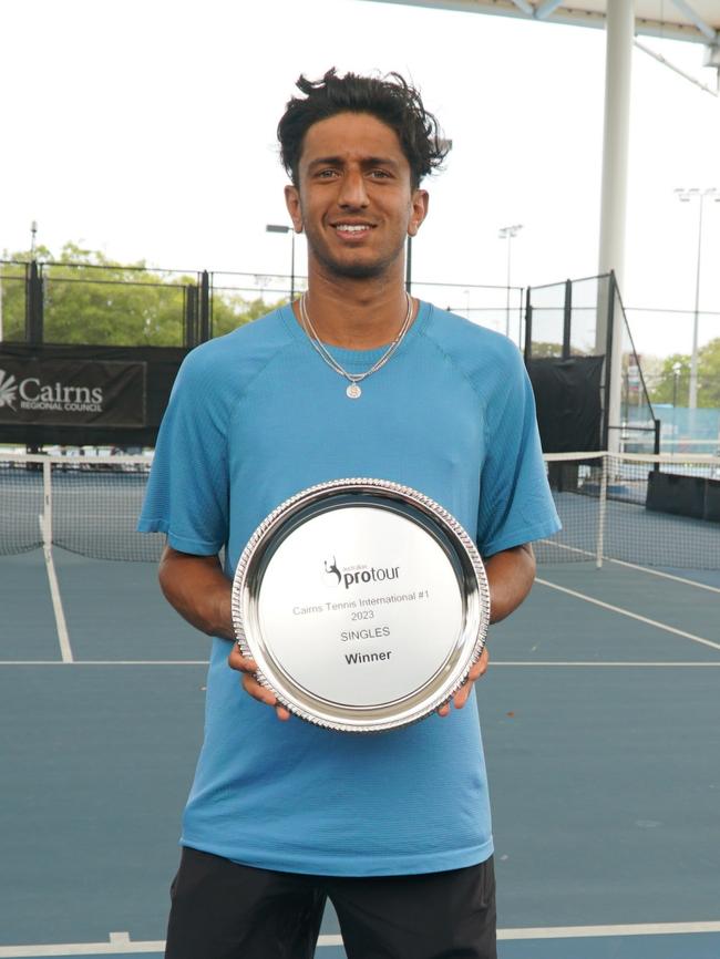 Ajeet Rai, the Cairns Tennis International #1 men’s singles winner. Picture: Tennis Queensland