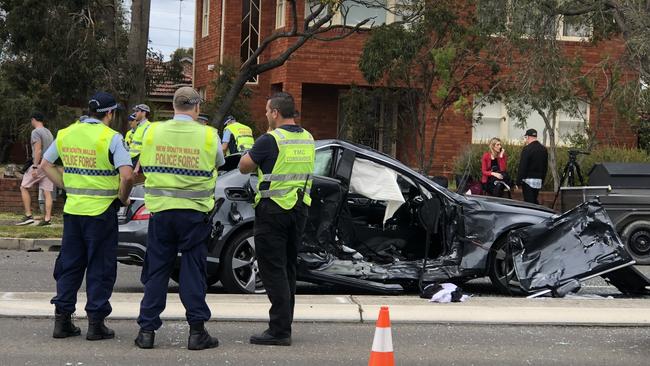 Police at the scene of the smash on September 5. Picture: Eliza Barr