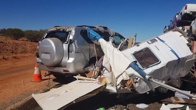 Around 9.30am last Saturday, Victorian man Daniel Penn and his wife and two children, aged 10 and 14, were slammed by a road train on the Stuart Hwy.