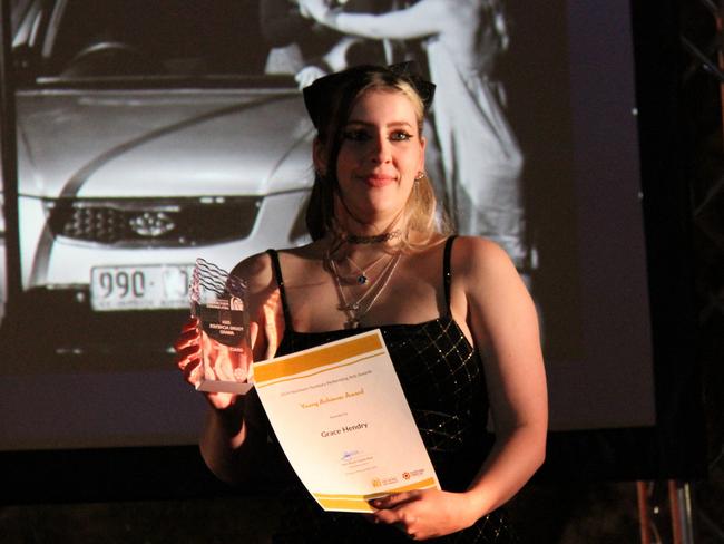 Grace Heny was awarded the young achiever award at the 2024 NT Performing Arts Awards at the Old Quarry in Alice Springs, November 19 2024. Picture: Gera Kazakov