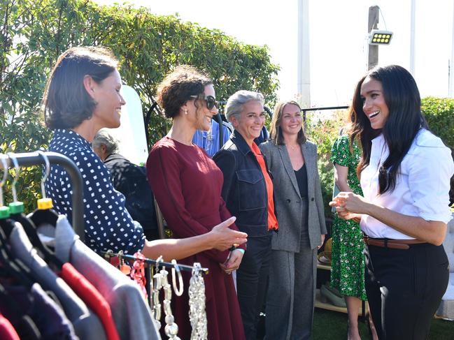 Meghan, Duchess of Sussex speaks to a group of women as she launches the Smart Works capsule collection. Picture: Getty