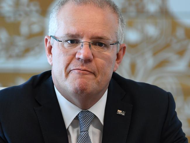 Prime Minister Scott Morrison and Foreign Minister Marise Payne during a meeting at the Commonwealth Parliament Offices in Sydney, Monday, May 20, 2019. (AAP Image/Joel Carrett) NO ARCHIVING