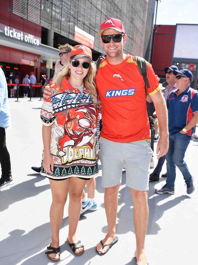 Paige and Steven Juster at Roosters V Dolphins, Suncorp Stadium. Picture: Patrick Woods.