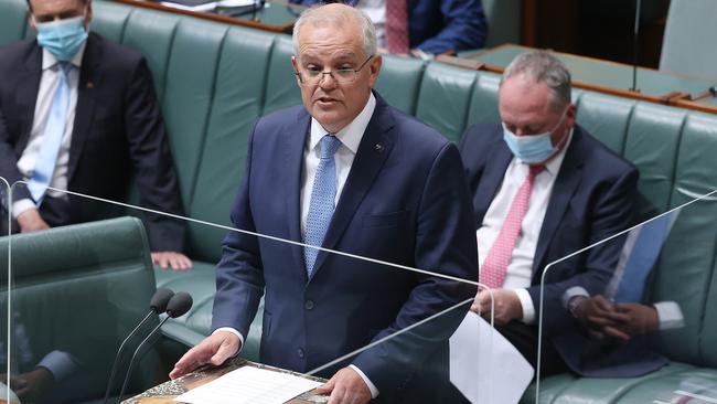 Prime Minister Scott Morrison made an official apology to victims of sexual harassment, bullying and violence in Parliament House. Picture: NCA Newswire/Gary Ramage