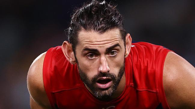 MELBOURNE . 15/04/2023.  AFL . Round 5. Gather Round.  Essendon vs Melbourne at the Adelaide Oval.  Brodie Grundy of the Demons   . Pic: Michael Klein