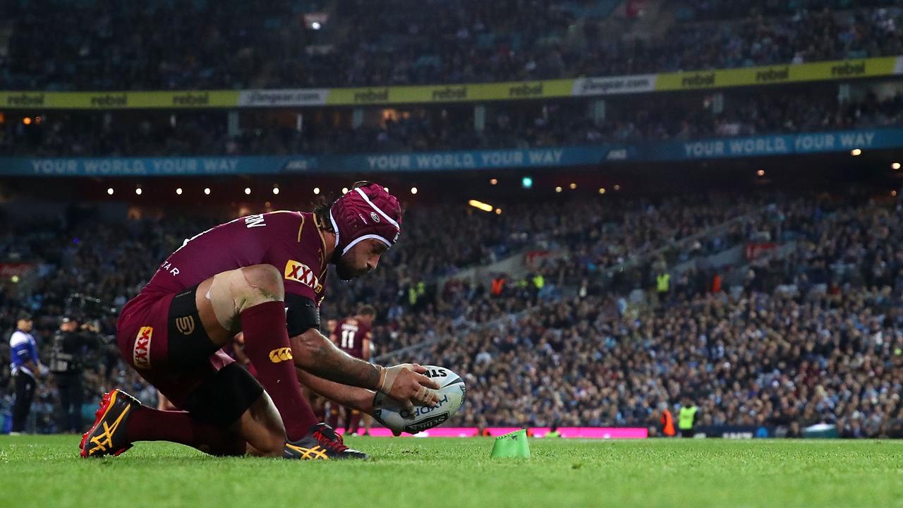 Queensland Maroons Origin 1 side Valentine Holmes goal kicking