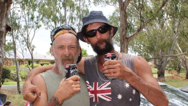 Koonoomoo man Timothy Hinds (right), 45, who grew up in the West Tamar and was living in Devonport prior to relocating to Victoria's Murray Valley in 2020, with best friend Dwayne Bernes (left). Picture: Supplied