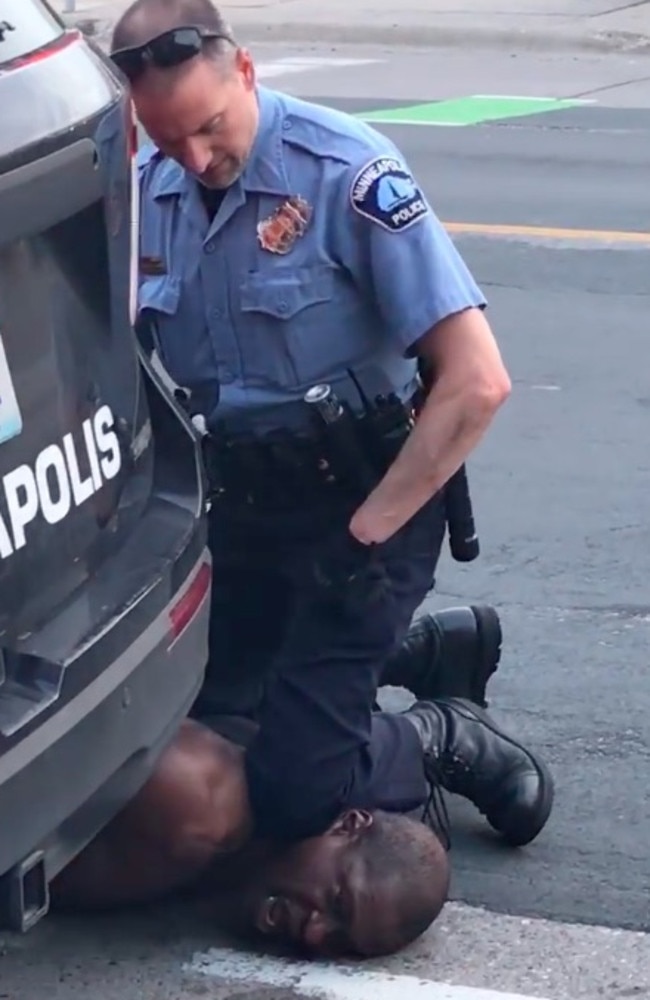 The man repeatedly cried out ‘I can’t breathe’ as he was pinned by the cop.