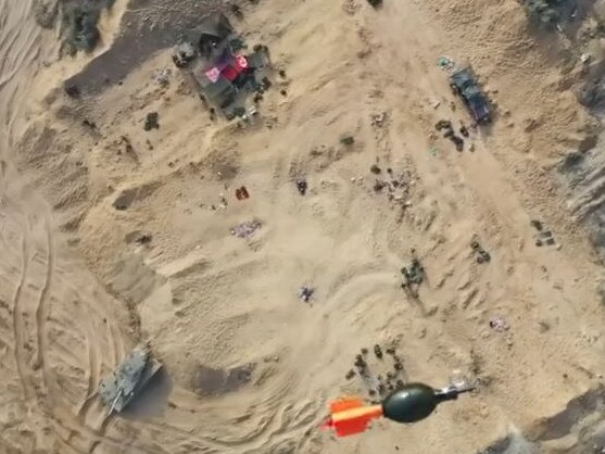 The moment a grenade is dropped from the drone.