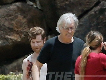 EXCLUSIVE: Lincoln Lewis, Angie Kent, John Jarratt and cast members have a laugh during a break from filming the Aussie horror film The Possessed in Brisbane. 05 Nov 2020 Pictured: John Jarratt, Sean Lynch. Photo credit: MEGA TheMegaAgency.com +1 888 505 6342