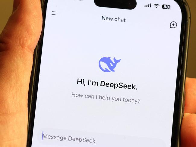 The DeepSeek app is displayed on an iPhone screen. Picture: Getty Images via AFP