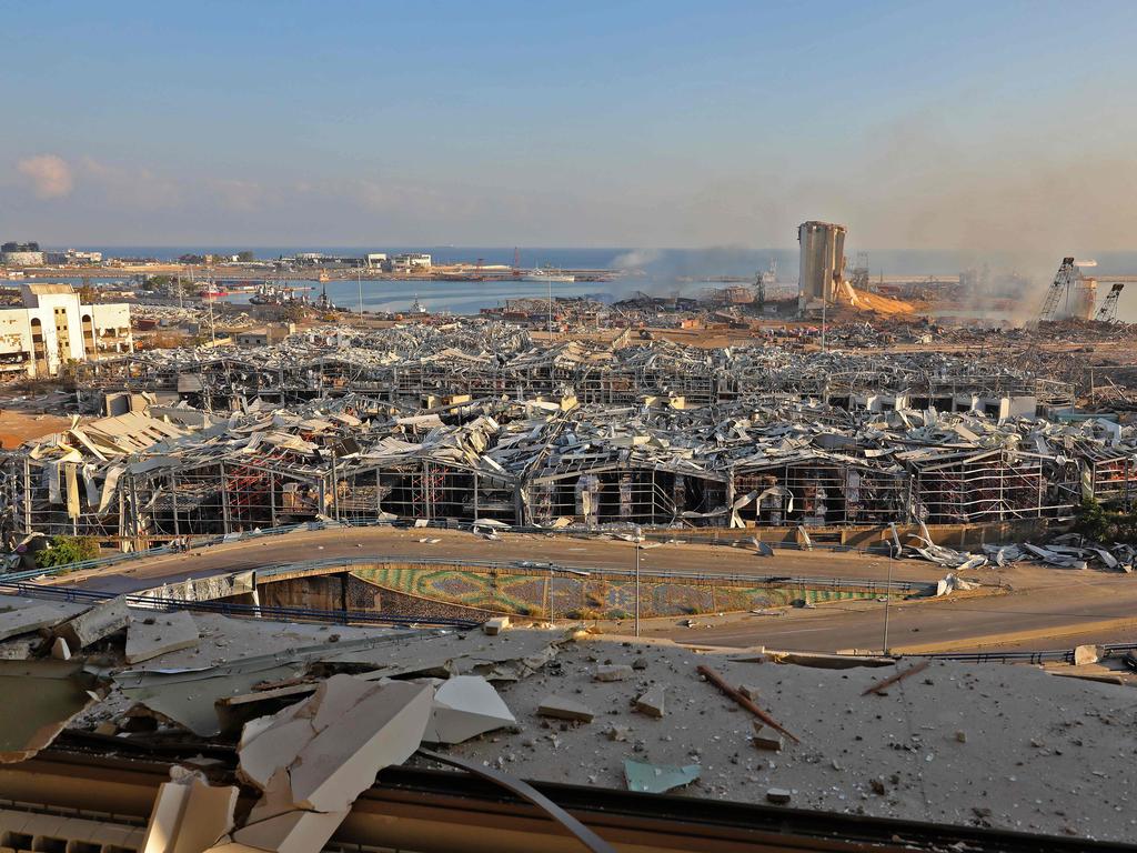 The aftermath of the explosion in the port. Picture: Anwar AMRO / AFP.