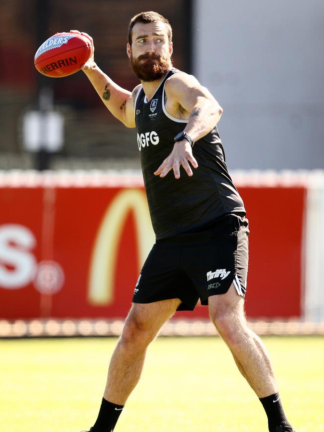 Charlie Dixon lets fly at training. Picture: Getty Images