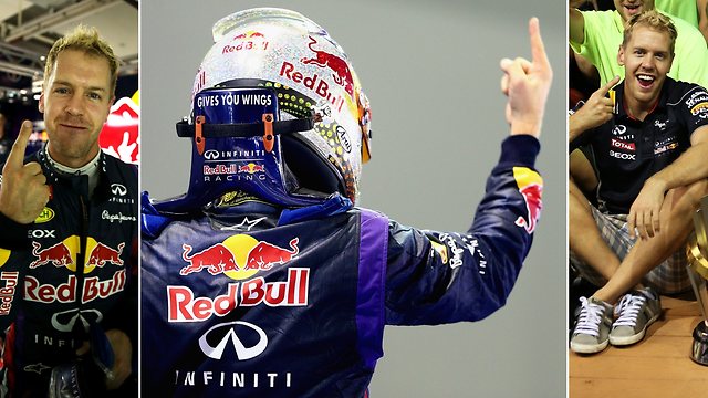 Vettel's one-fingered salute is famous and often seen.