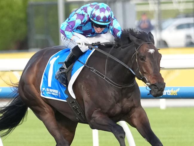 Pride Of Jenni ridden by Craig Newitt wins the Tile Importer Anniversary Vase at Caulfield Racecourse on May 03, 2025 in Caulfield, Australia. (Photo by Scott Barbour/Racing Photos via Getty Images)