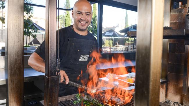 Pirate Life head chef Rocky Oliveira cooks a feast on the fire-pit. Picture: Brenton Edwards