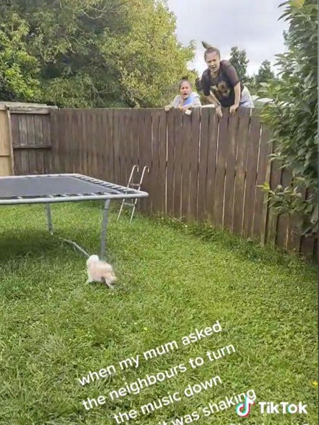 Two more women can be seen climbing over the fence. Picture: TikTok