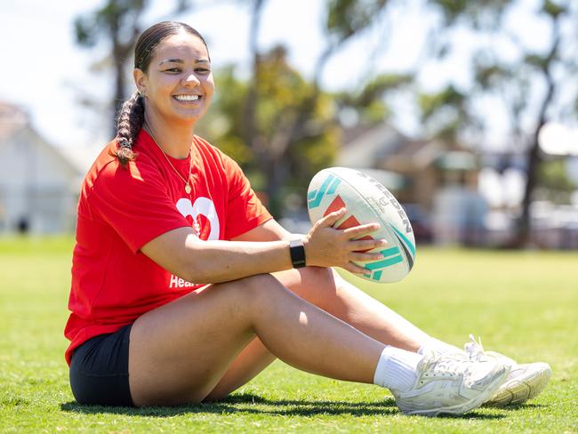 The Daily Telegraph Friday 7 February 2025NRLW star Kennedy Cherrington fronts heart campaignNRLW star Kennedy Cherrington is the face of the heart kids charity, Kennedy suffered a heart condition as a child.Picture Thomas Lisson