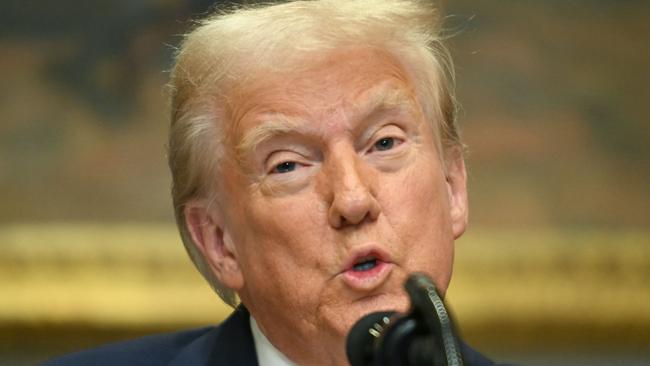 US President Donald Trump speaks in the Roosevelt Room at the White House on January 21, 2025, in Washington, DC. (Photo by Jim WATSON / AFP)