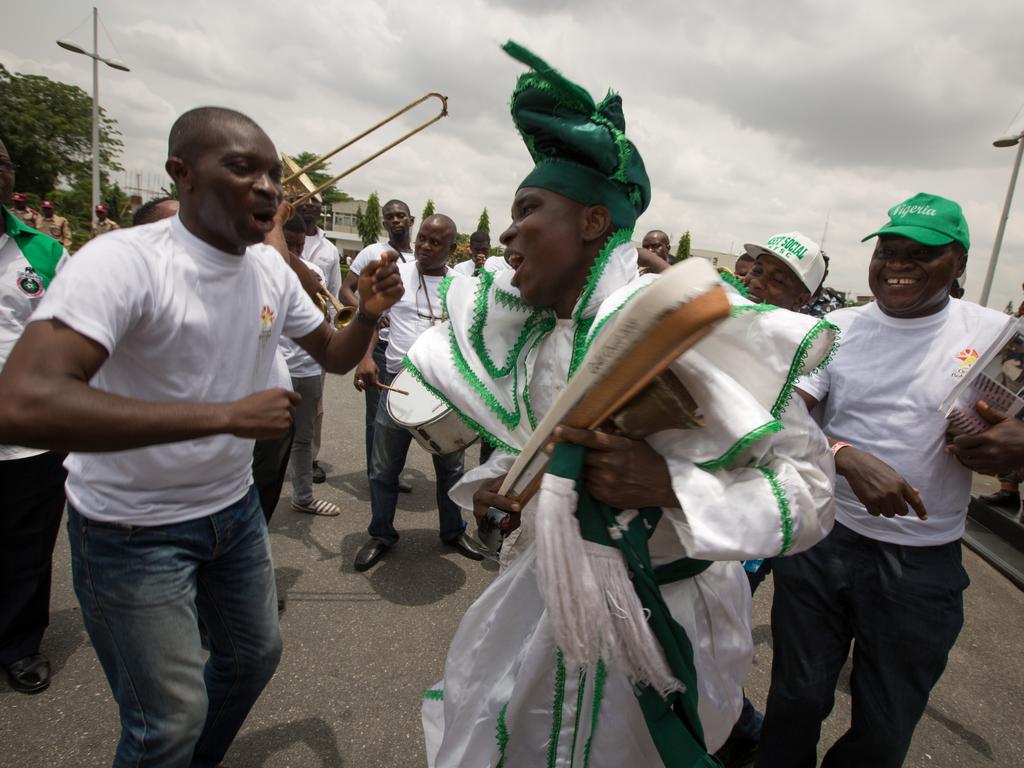 The Queen’s Baton is celebrated by the Nigerian Sports Supporters Club, in Lagos, Nigeria, on 3 April 2017.