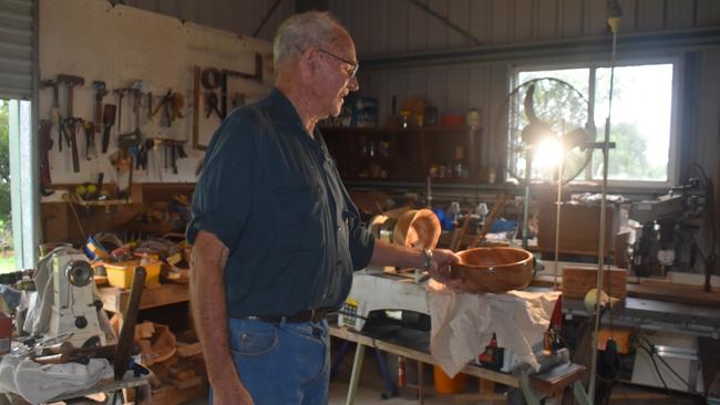 Whitsunday long-time resident Wyn Radke has opened the doors of his shed to share his passion for woodturning. Picture: Estelle Sanchez