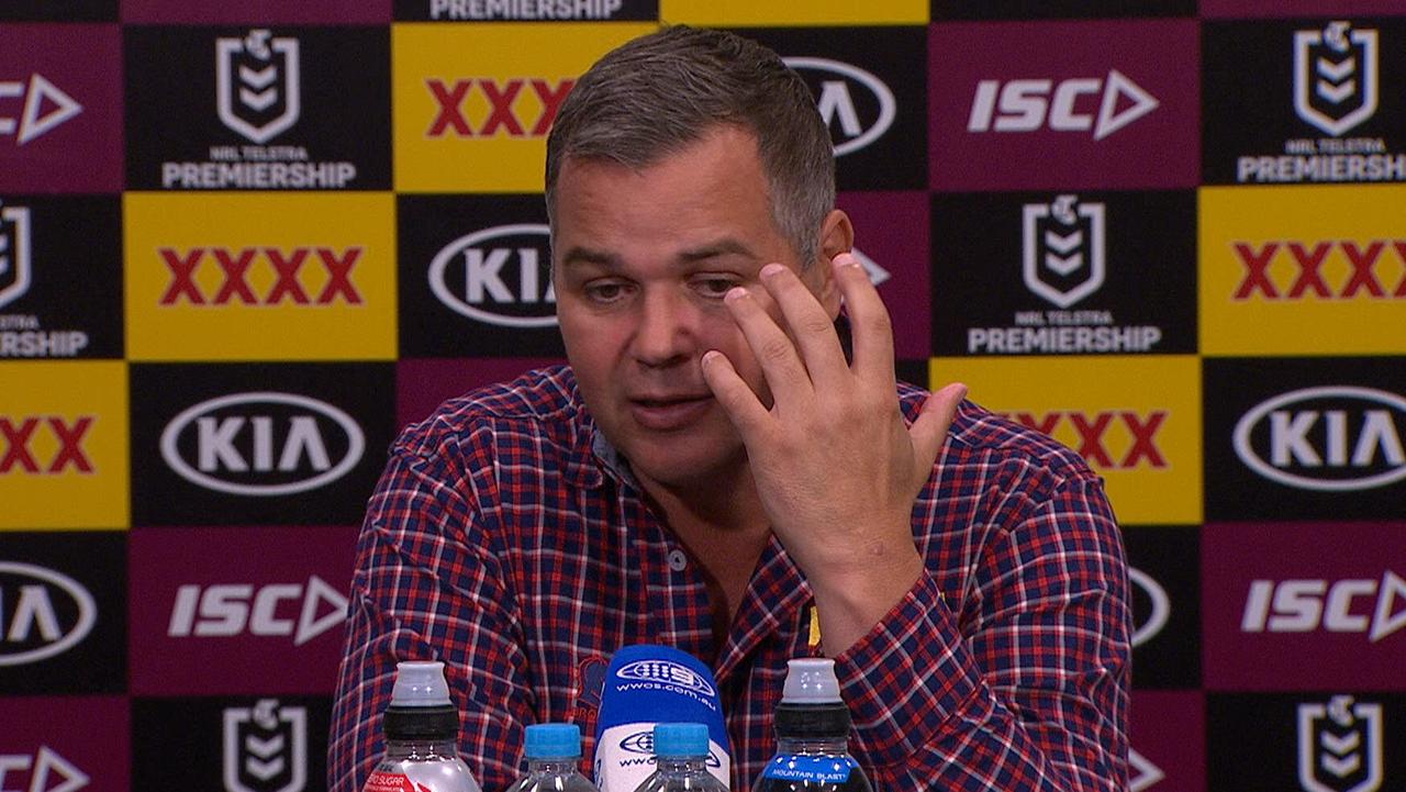 Anthony Seibold addresses the media