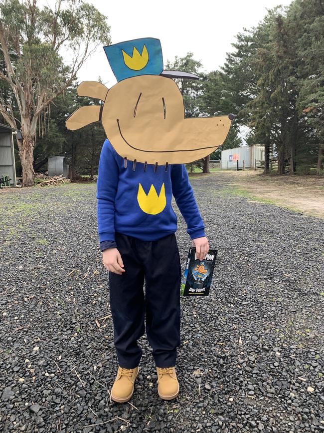 Harrison dressed up as Dogman.