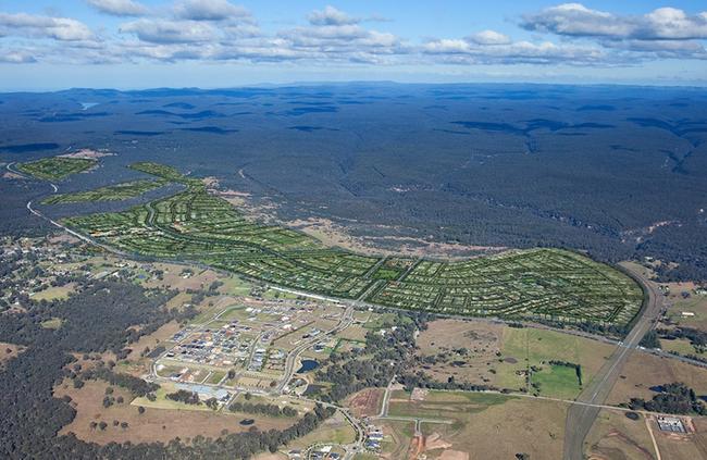 An aerial of the area set aside for Wilton New Town.